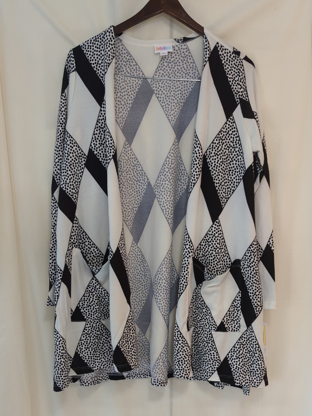 LuLaRoe Black and White Polka Dot Diamond Cardigan